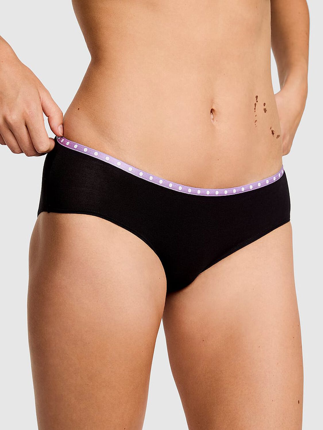 vs Pink Logo Cotton Hiphugger Panty Black With Love Pink 86 Butt Graphic 1 of 3 