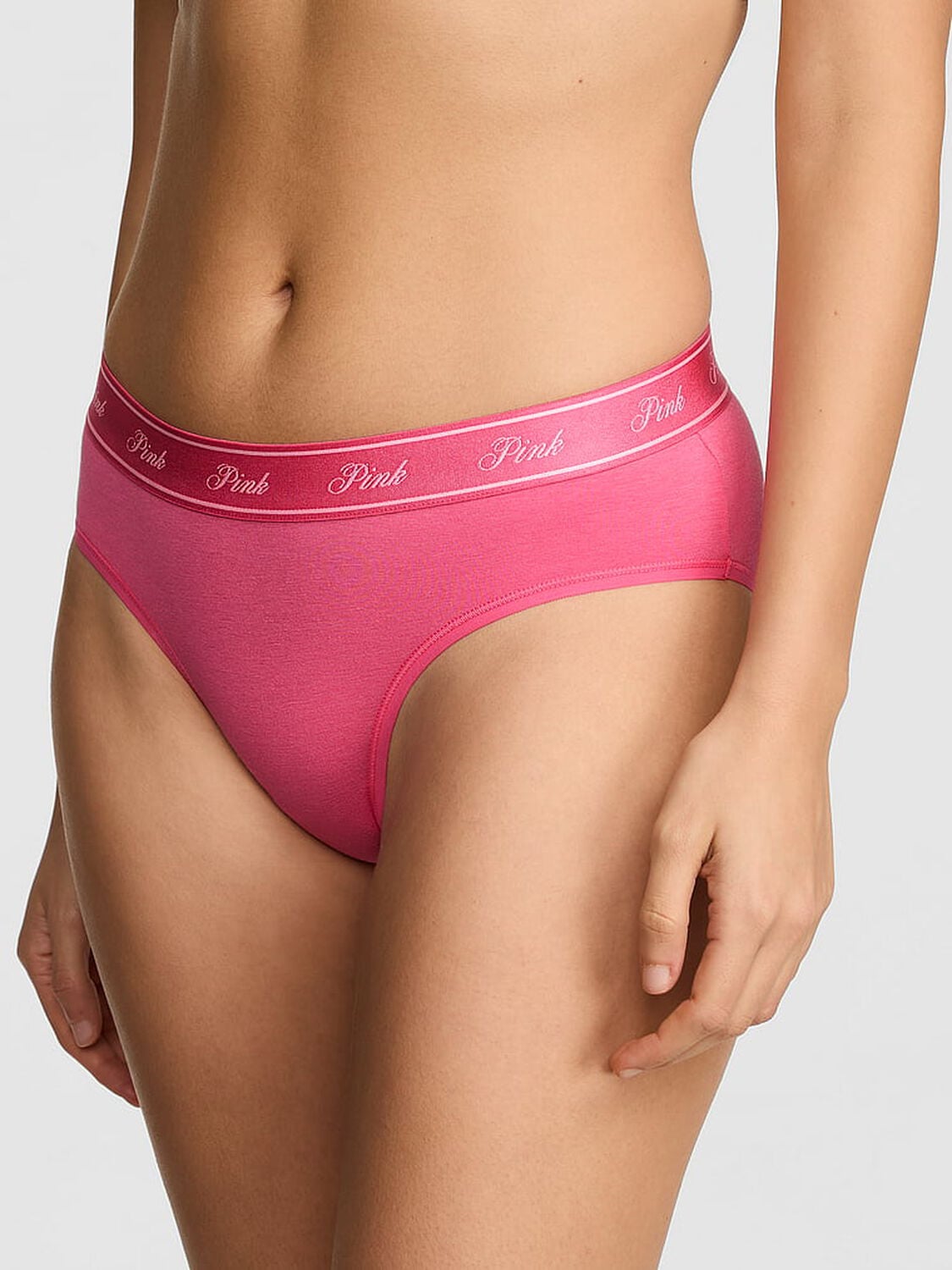 vs Pink Logo Cotton Hiphugger Panty Love Me Pink With Don'T Be Jealous Butt Graphic 1 of 3 