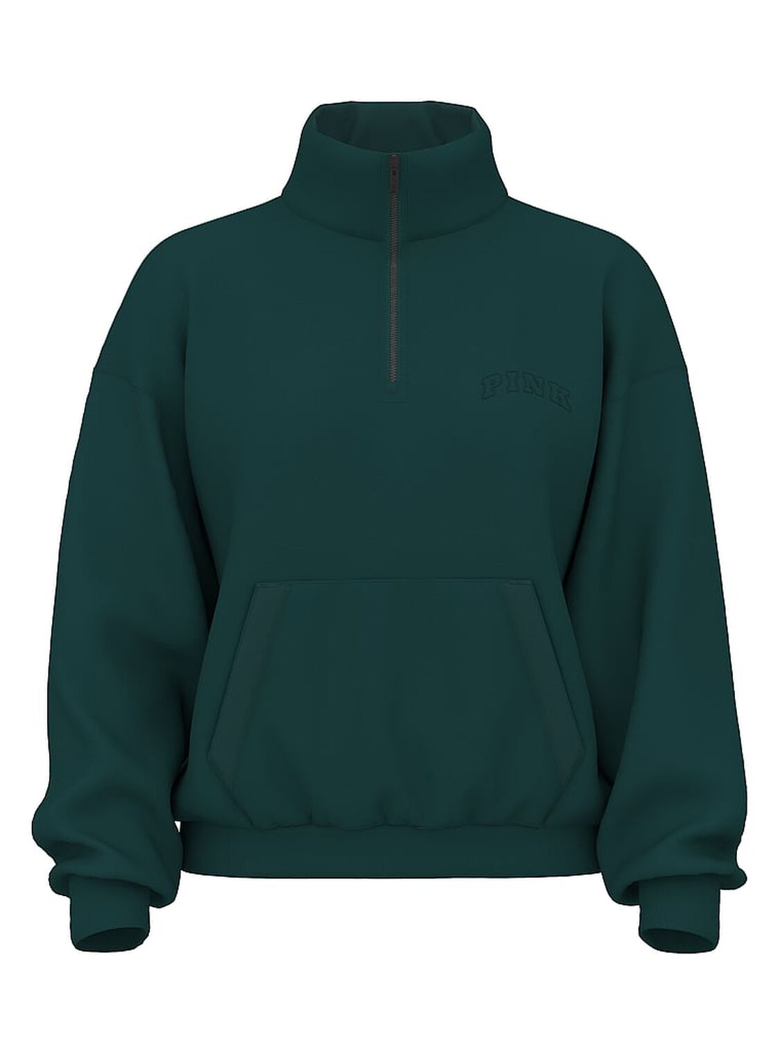 vs Pink Ivy Fleece Quarter-Zip Sweatshirt Deep Forest 3 of 3 