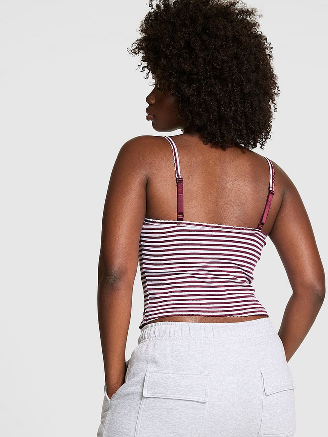 vs Pink Pointelle Henley Cami Wild Rose Stripes 2 of 3 