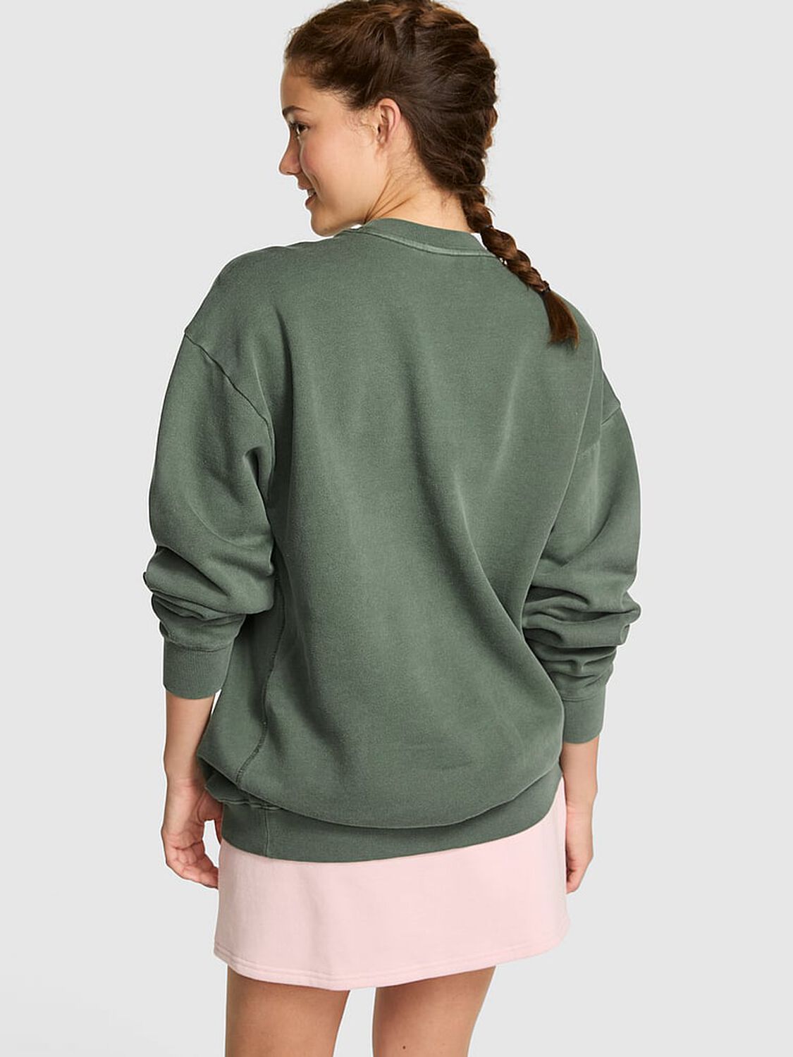 vs Pink Ivy Fleece Crew Sweatshirt Wild Thyme 2 of 3 