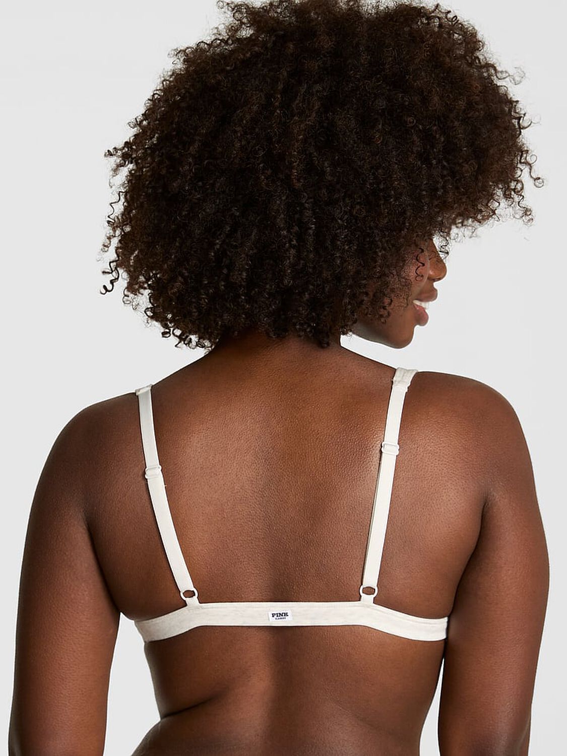vs Pink Cotton Dorm Plunge Bralette Heather Snow 2 of 4 