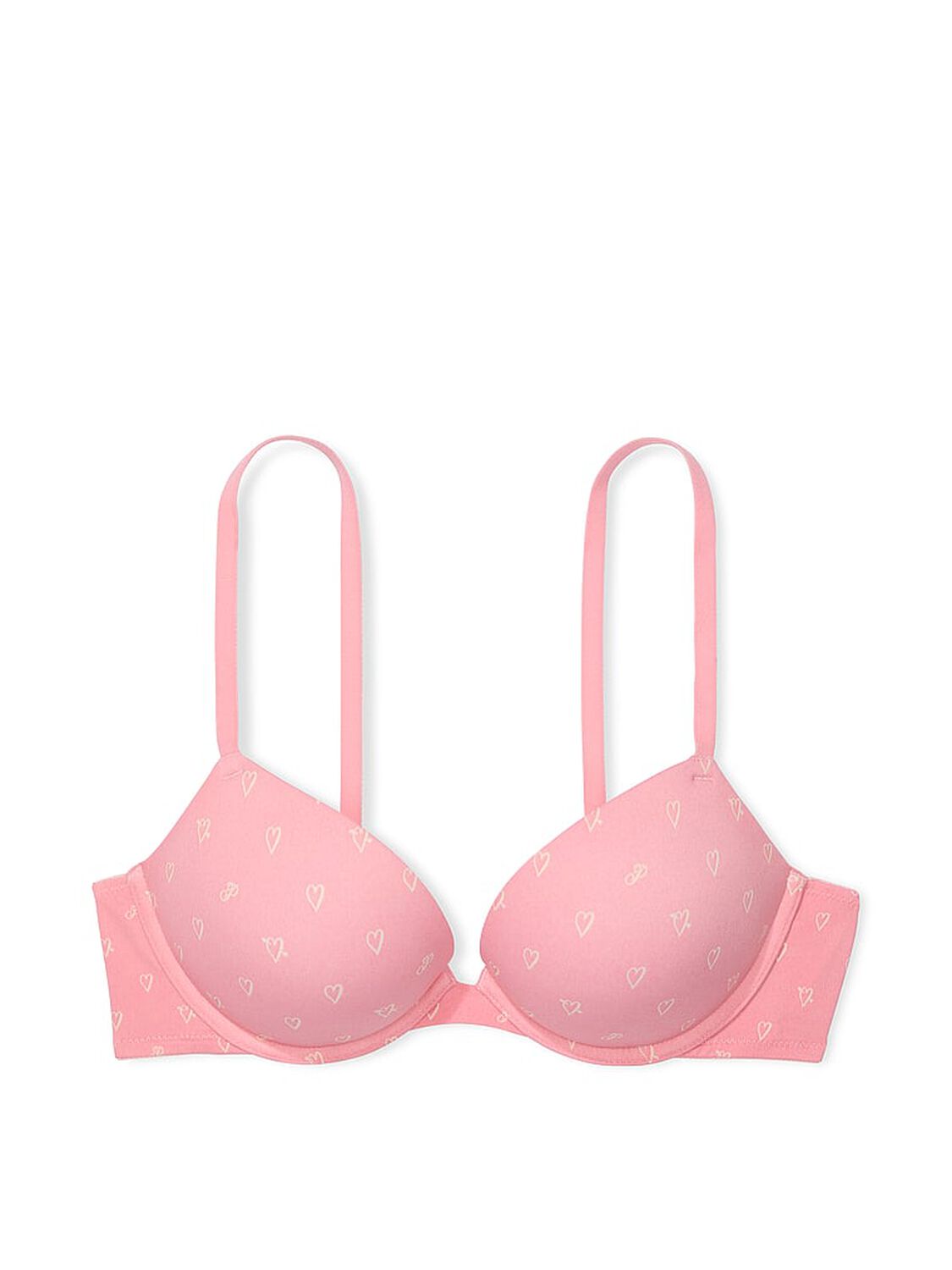 vs Pink Wear Everywhere Wear Everywhere Super Push-Up Bra Petal Pink Heart Print 3 of 3 