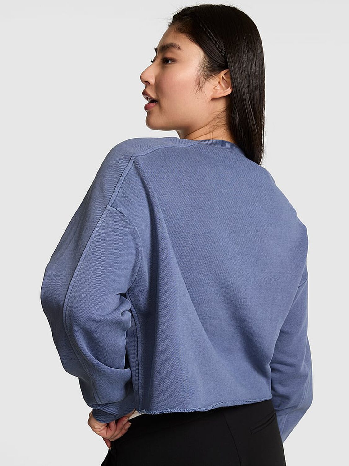 vs Pink Campus Terry&trade; Raw-Cut Crew Sweatshirt Dusty Iris 2 of 3 