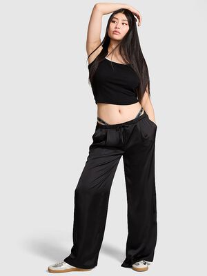 Satin Pull-On Trouser Pants