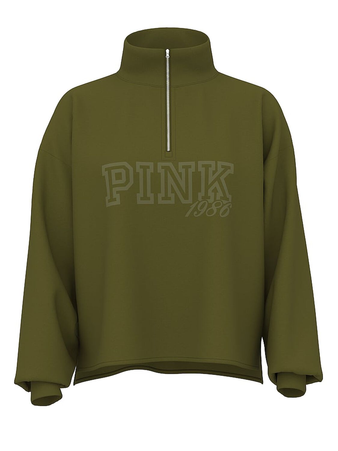 vs Pink Campus Fleece&trade; Quarter-Zip Straight-Cut Sweatshirt Lizard Green Spring 3 of 3 