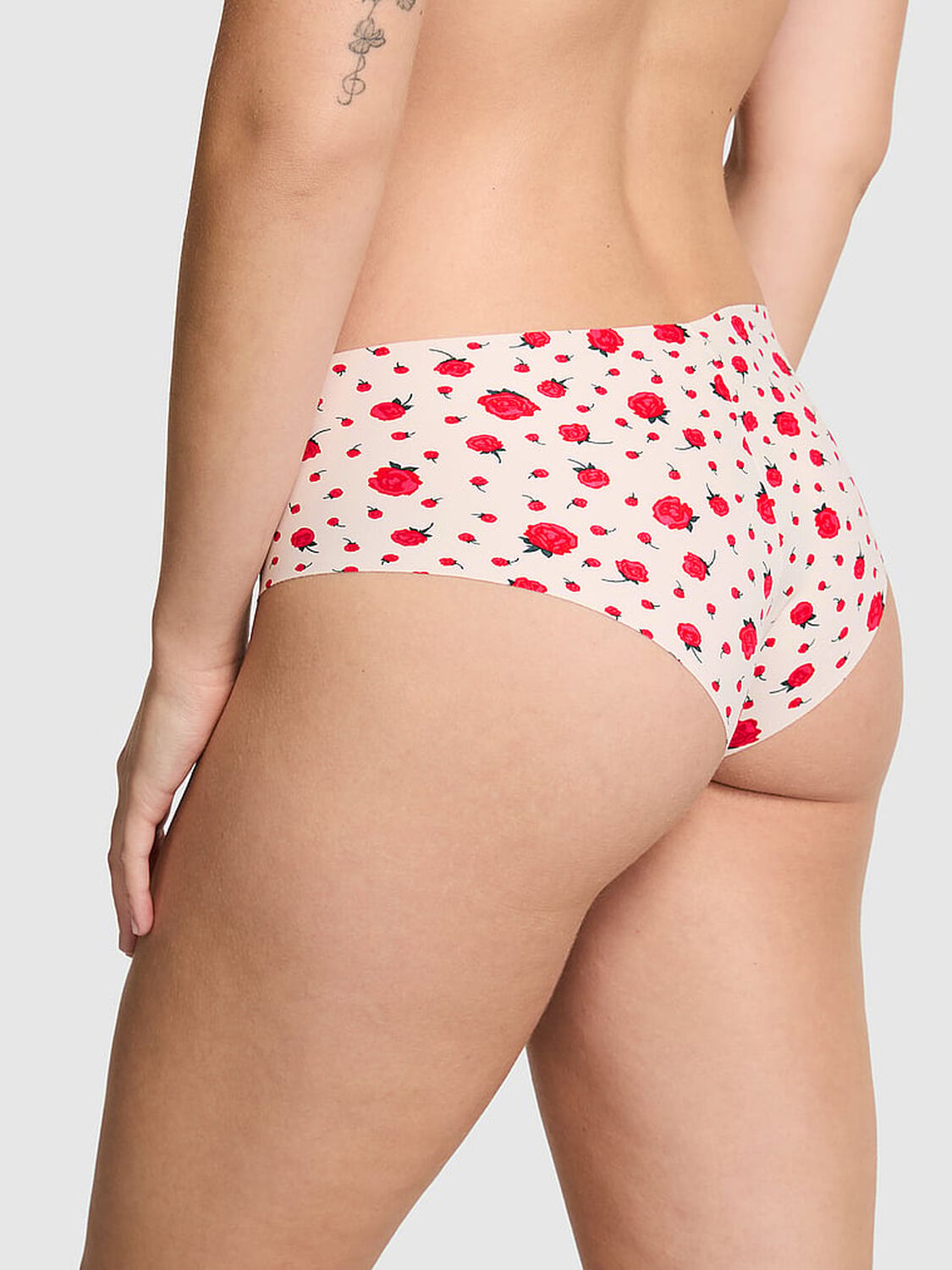 vs Pink No-Show Cheeky Panty Winter White Rose Floral 2 of 3 