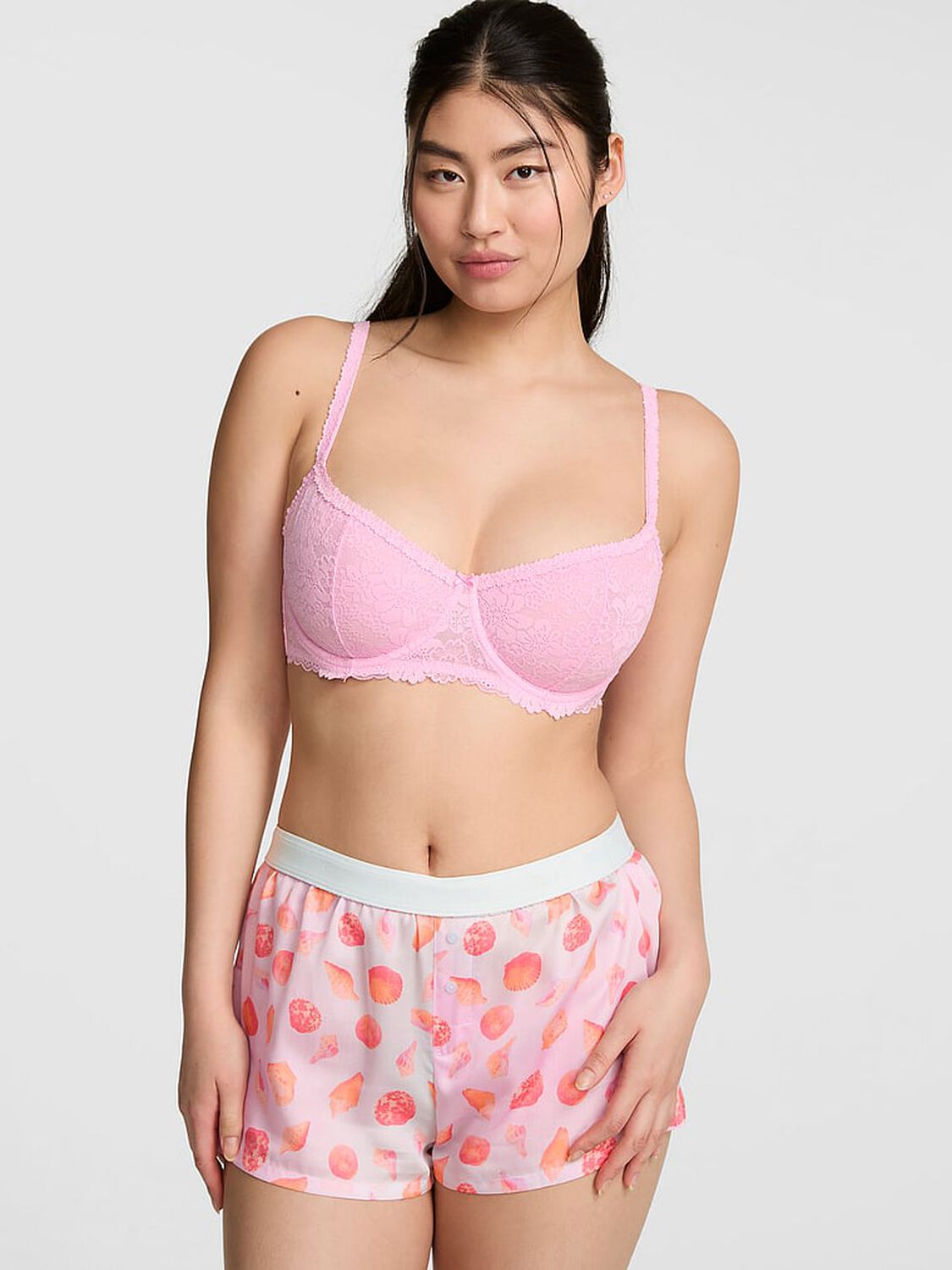 pink Pink Silky Sleep Boxy Pajama Shorts Pink Gradient Seashell 1 of 3 