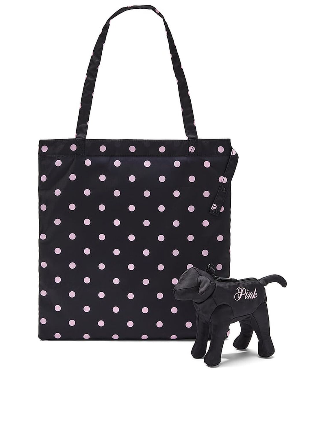 vs Pink Packable Tote Bag Black Dot 2 of 3 