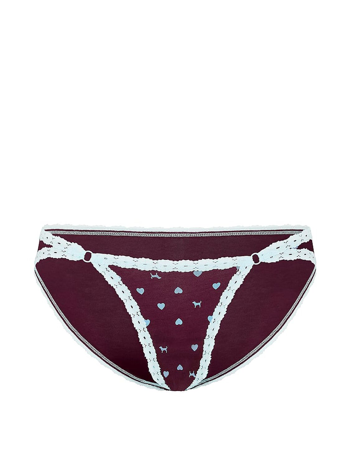 vs Pink Cotton Lace-Trim Low-Rise Cheeky Panty Wild Rose Heart Dog With Blue Dancer Lace 3 of 4 