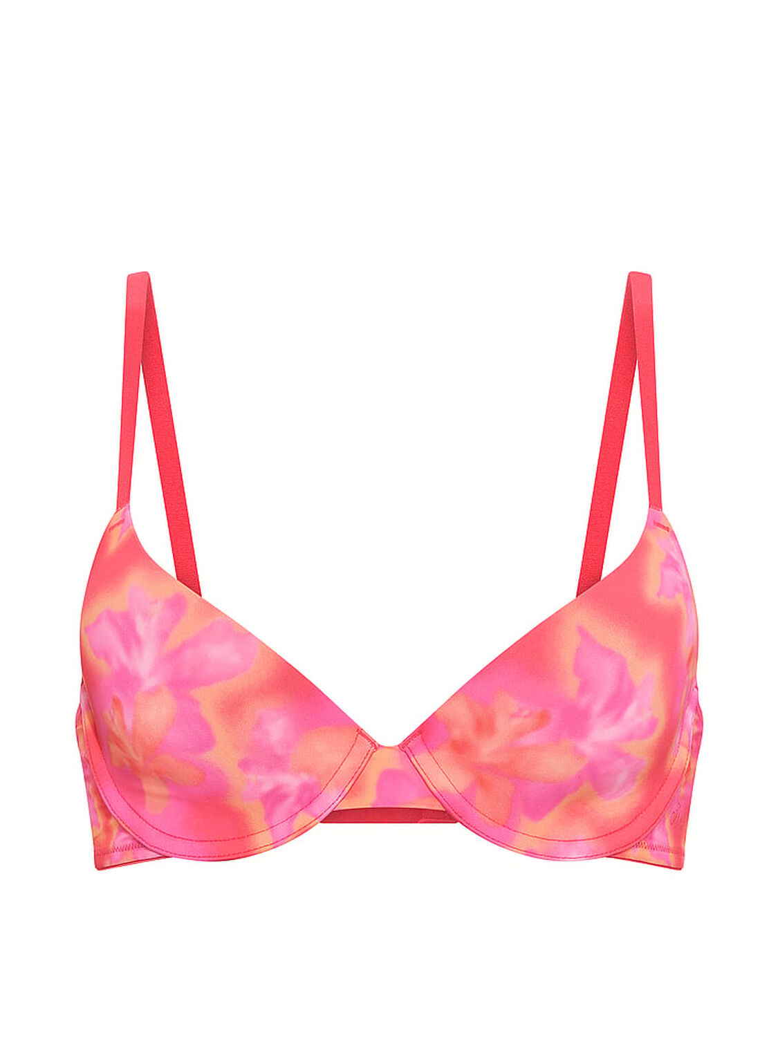 vs Pink Wear Everywhere Wear Everywhere&trade; Lightly Lined Full Coverage T-Shirt Bra Candy Pink Hibiscus Print 3 of 3 
