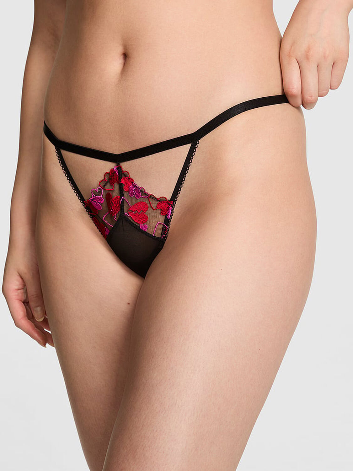 pink Pink Wink V-String Panty Black 1 of 4 