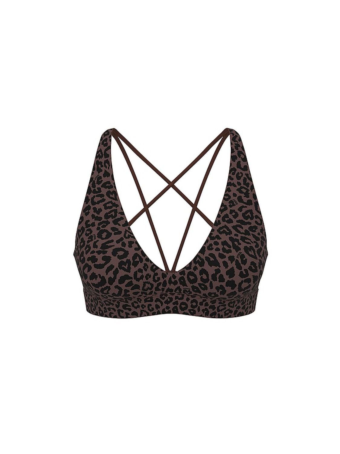 vs Pink Relay Strappy Plunge Sports Bra Leopard 3 of 3 
