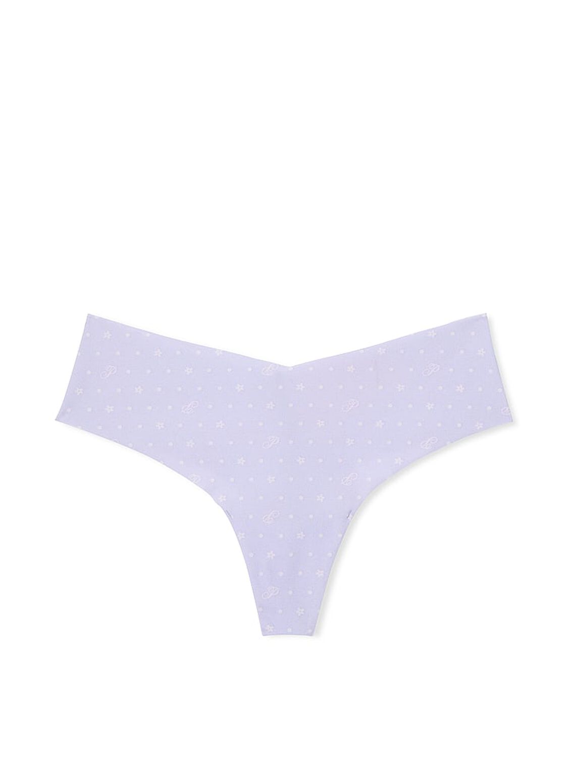 vs Pink No-Show Thong Panty Purple Cloud P Script Dot Print 1 of 3 