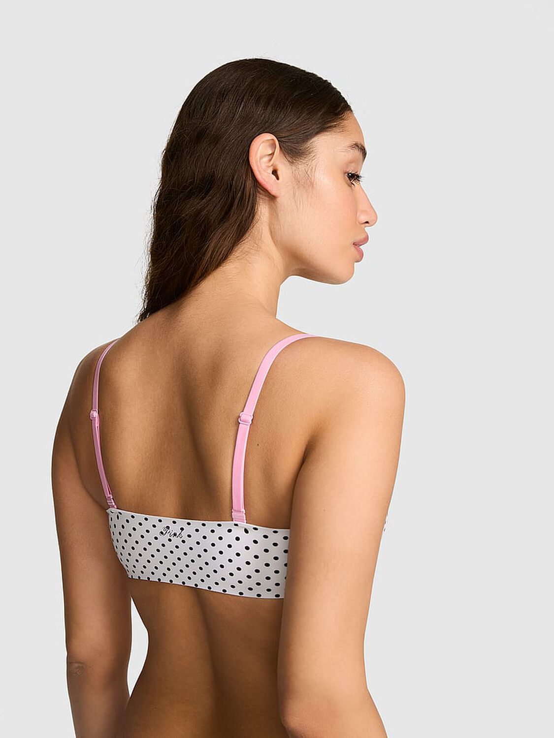 vs Pink Marshmallow Lightly Lined Wireless Comfy Bra White & Black Dot Print 2 of 3 