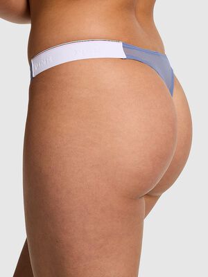 Logo Mesh High-Leg Thong Panty