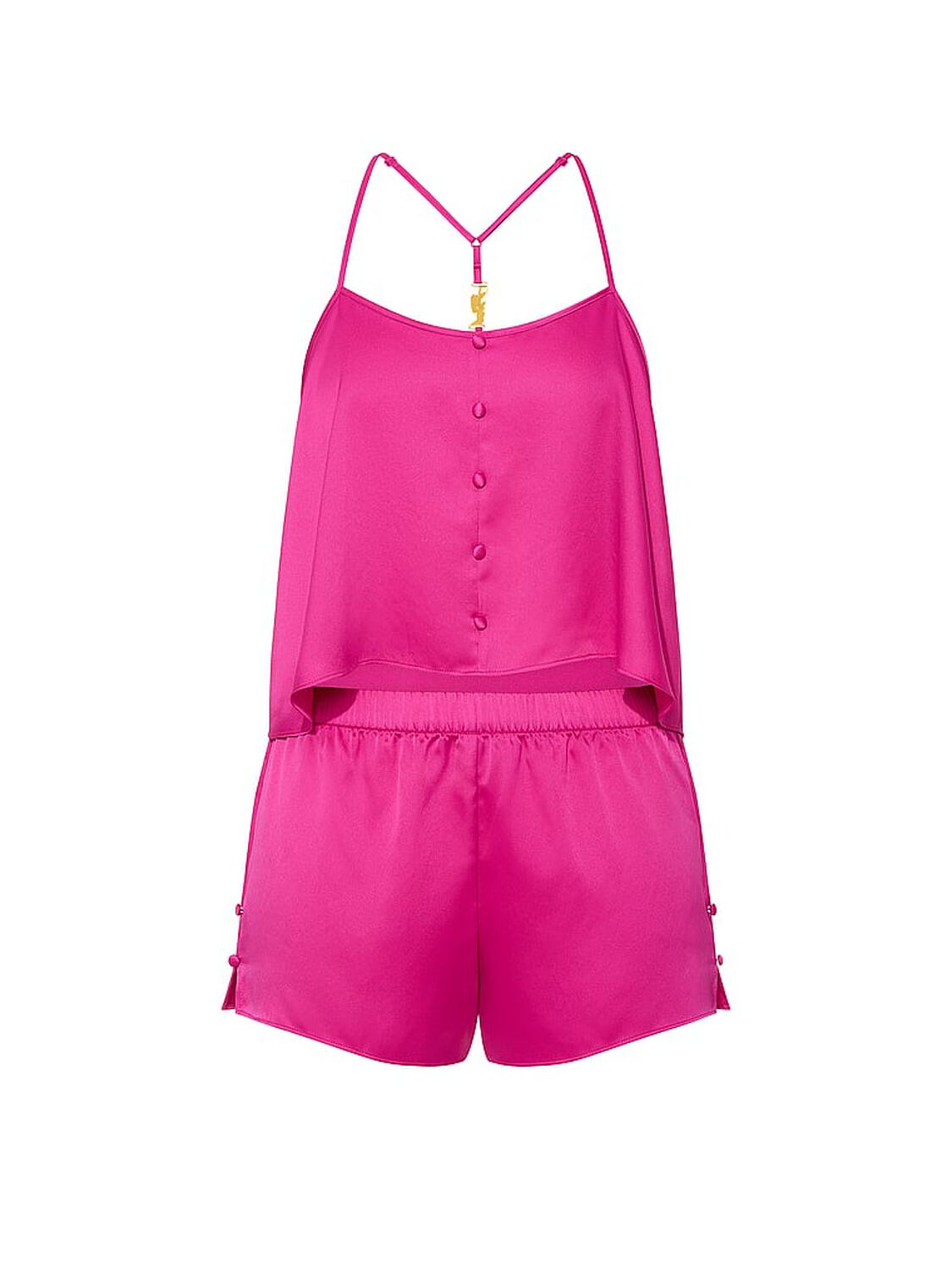 vs Pink GRWPINK&trade; Satin Cami & Shorts Pajama Set Pink Fire 3 of 3 