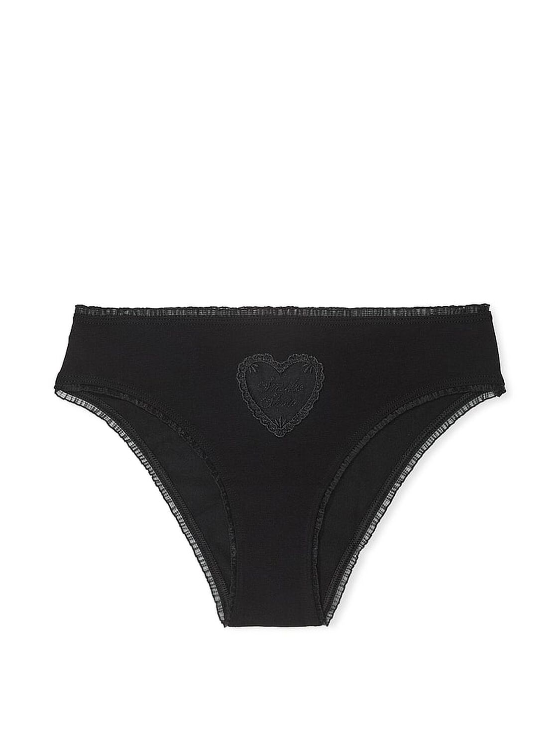 vs Pink Cotton Cheeky Panty Black Mesh Heart Graphic 3 of 3 