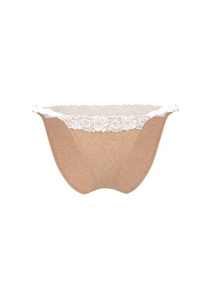 Cotton Lace-Trim String Bikini Panty