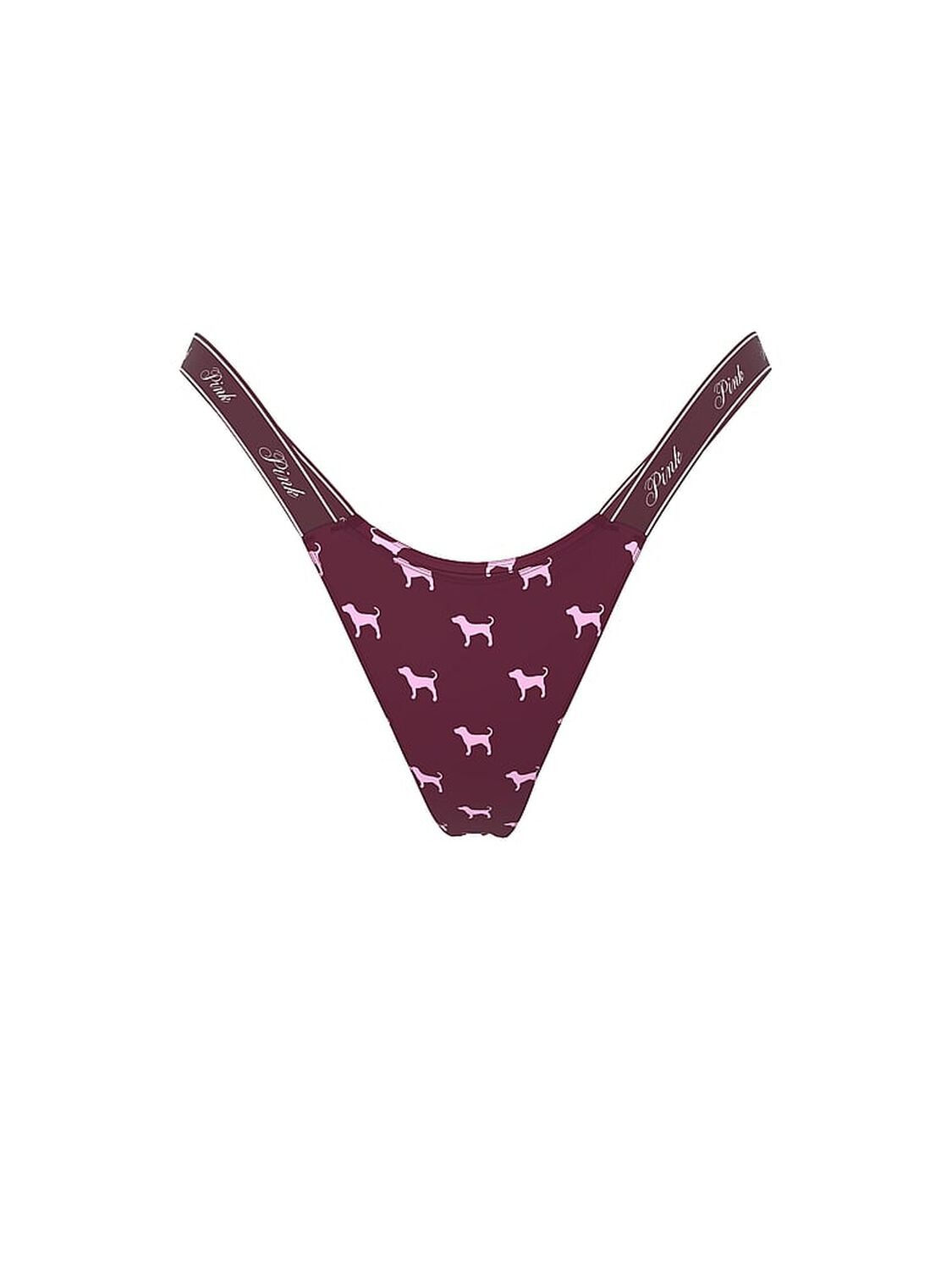 vs Pink Logo Cotton High-Leg Micro Thong Panty Wild Rose Dog Print 1 of 2 