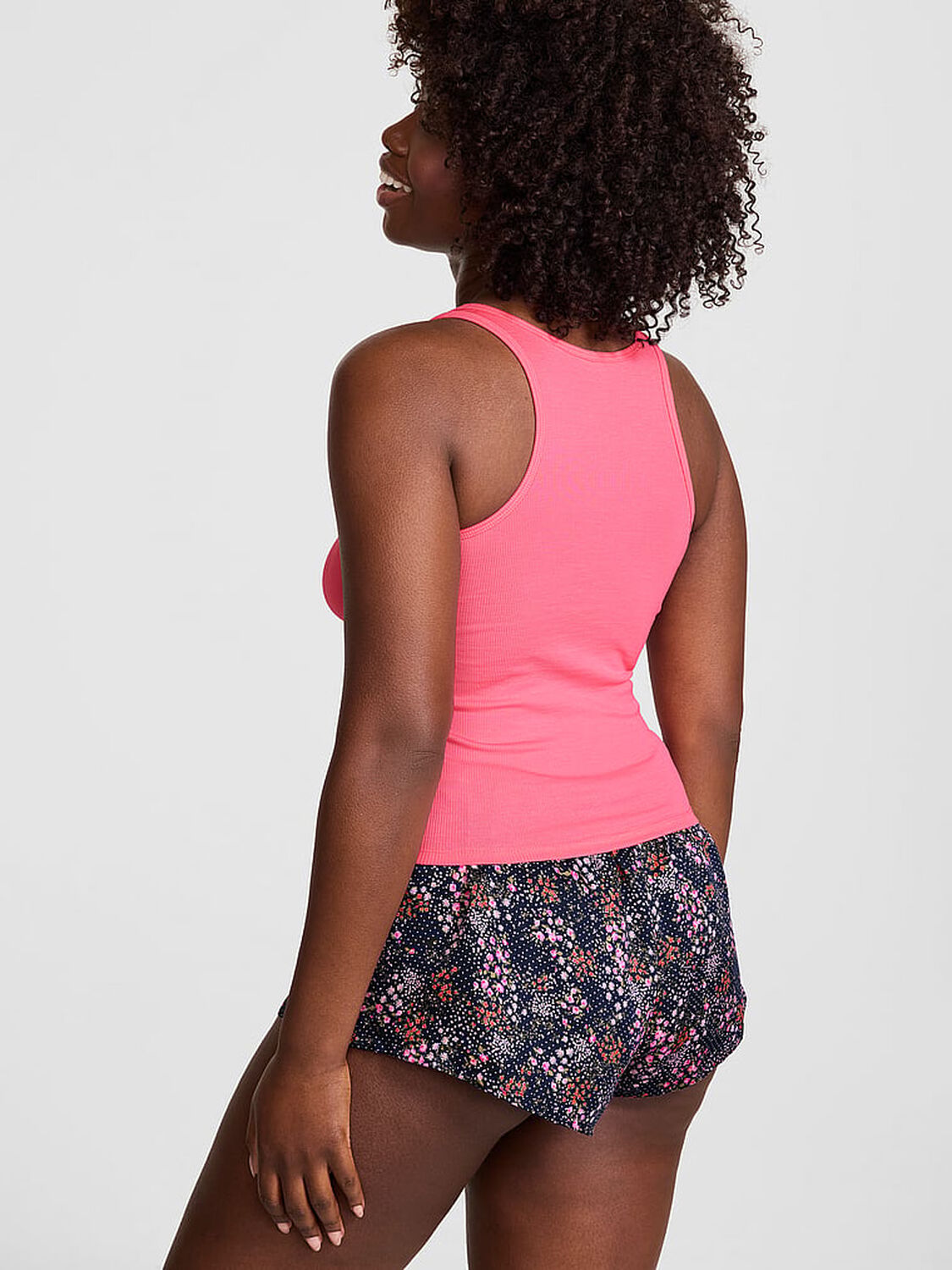vs Pink Relaxed Rib Boyfriend Tank Top Vivid Pink 2 of 3 