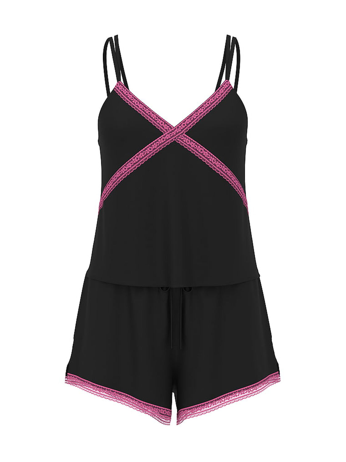 vs Pink Wink Lace-Trim Tank & Shorts Set Black 3 of 3 