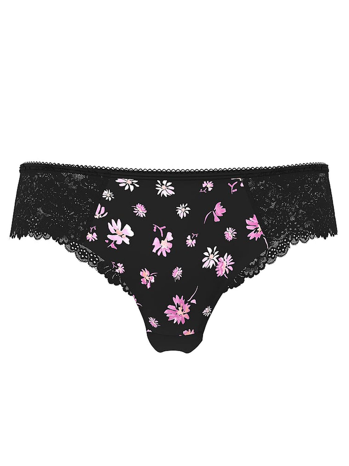 vs Pink No-Show Thong Panty Black Floral Print 3 of 3 