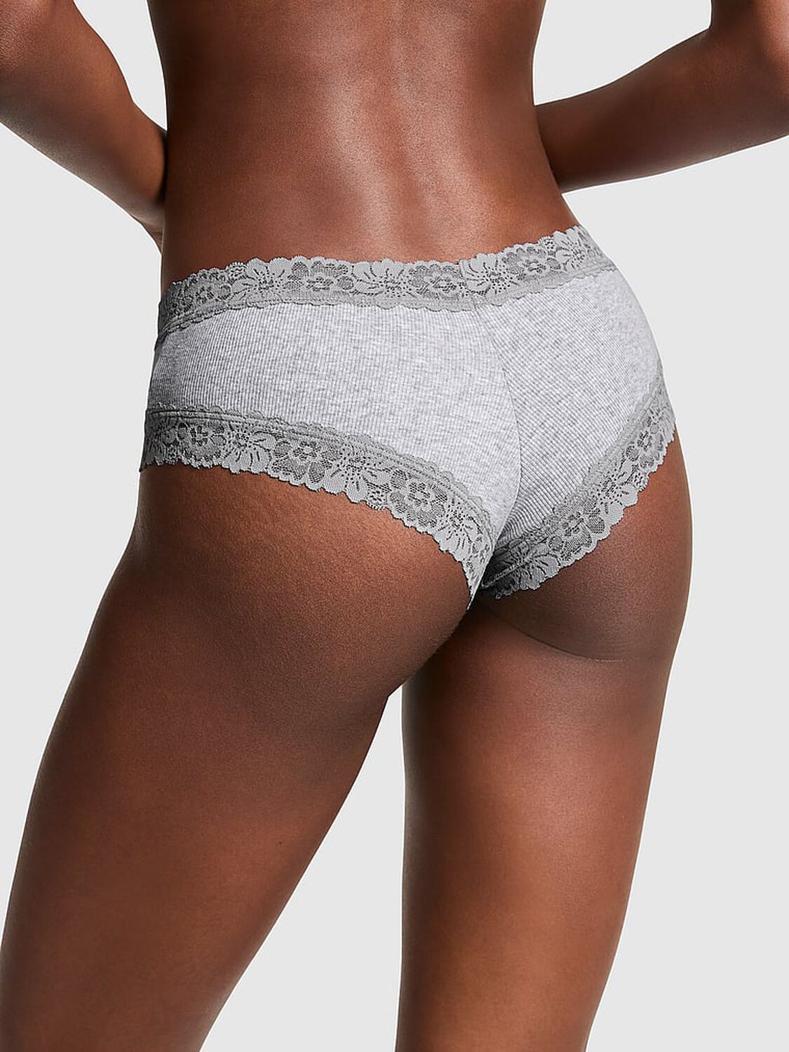 vs Pink Wink Lace-Trim Cheeky Panty Medium Heather Grey 2 of 3 