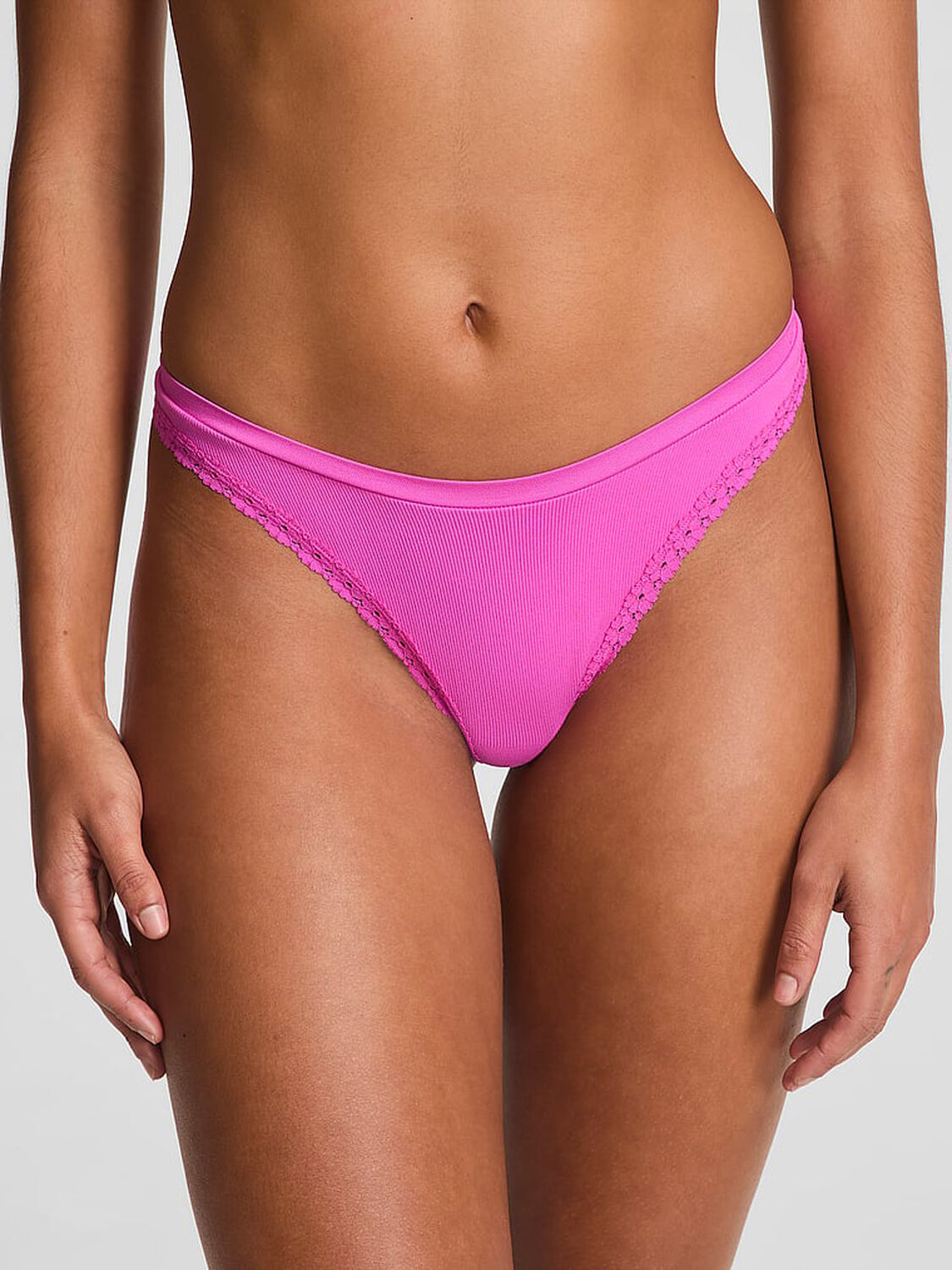 vs Pink Seamless High-Leg Thong Panty Pink Gossip 1 of 4 