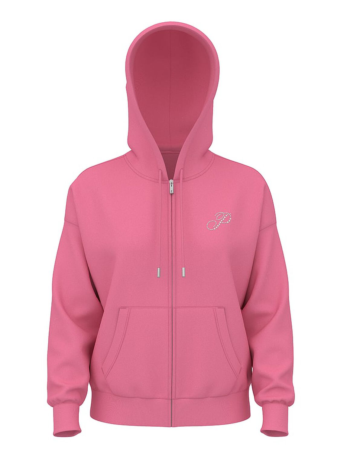 vs Pink Ivy Fleece Campus Full-Zip Hoodie Red Violet Diamante Ott Shine 3 of 3 