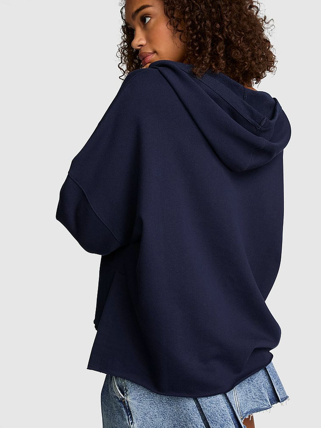 vs Pink Campus Terry&trade; Lace-Up Tunic Hoodie Noir Navy 2 of 3 