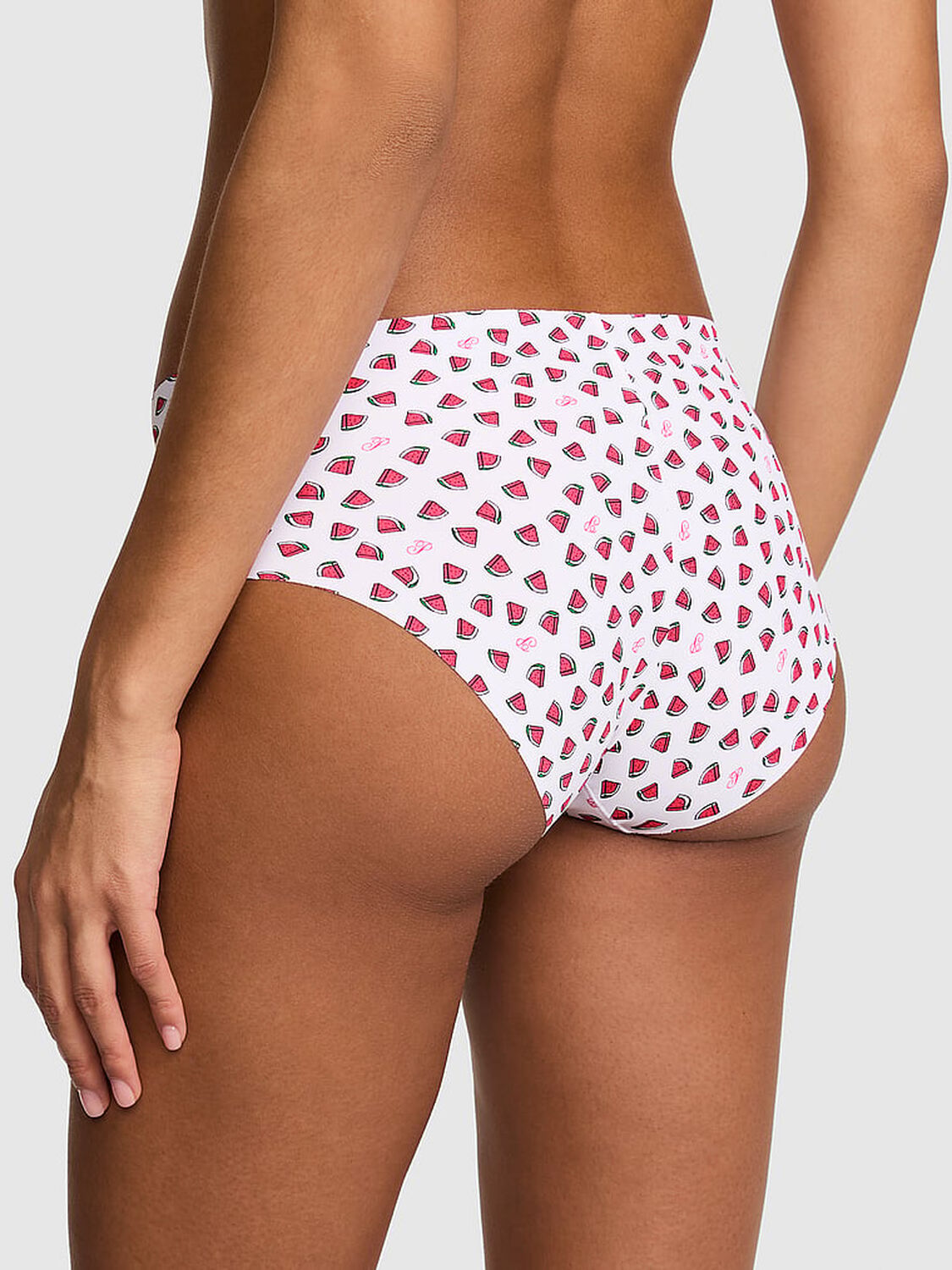vs Pink No-Show Hiphugger Panty Vs White Watermelon Print 2 of 3 