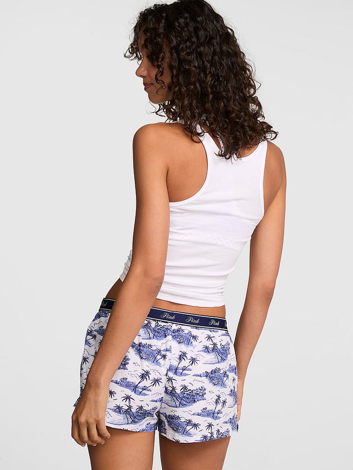pink Pink Cotton Boxy Pajama Shorts Noir Navy Toile 2 of 3 