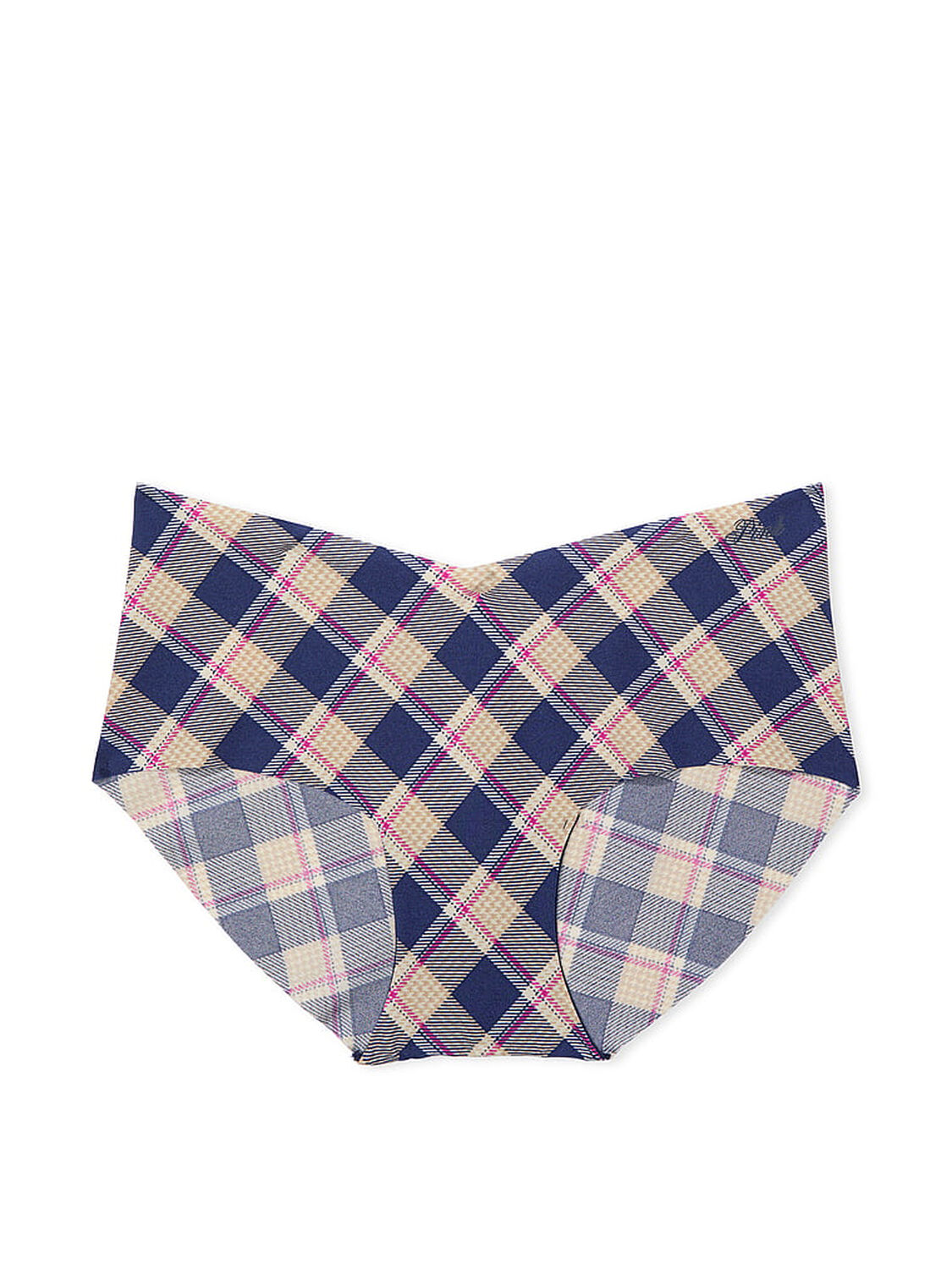 vs Pink No-Show Hiphugger Panty Navy Plaid Print 3 of 3 