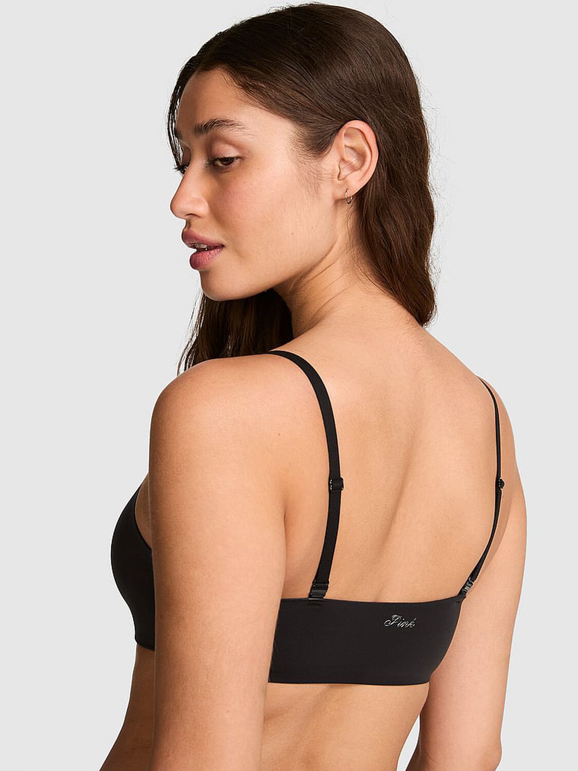 vs Pink Marshmallow Lightly Lined Wireless Comfy Bra Black 2 of 3 