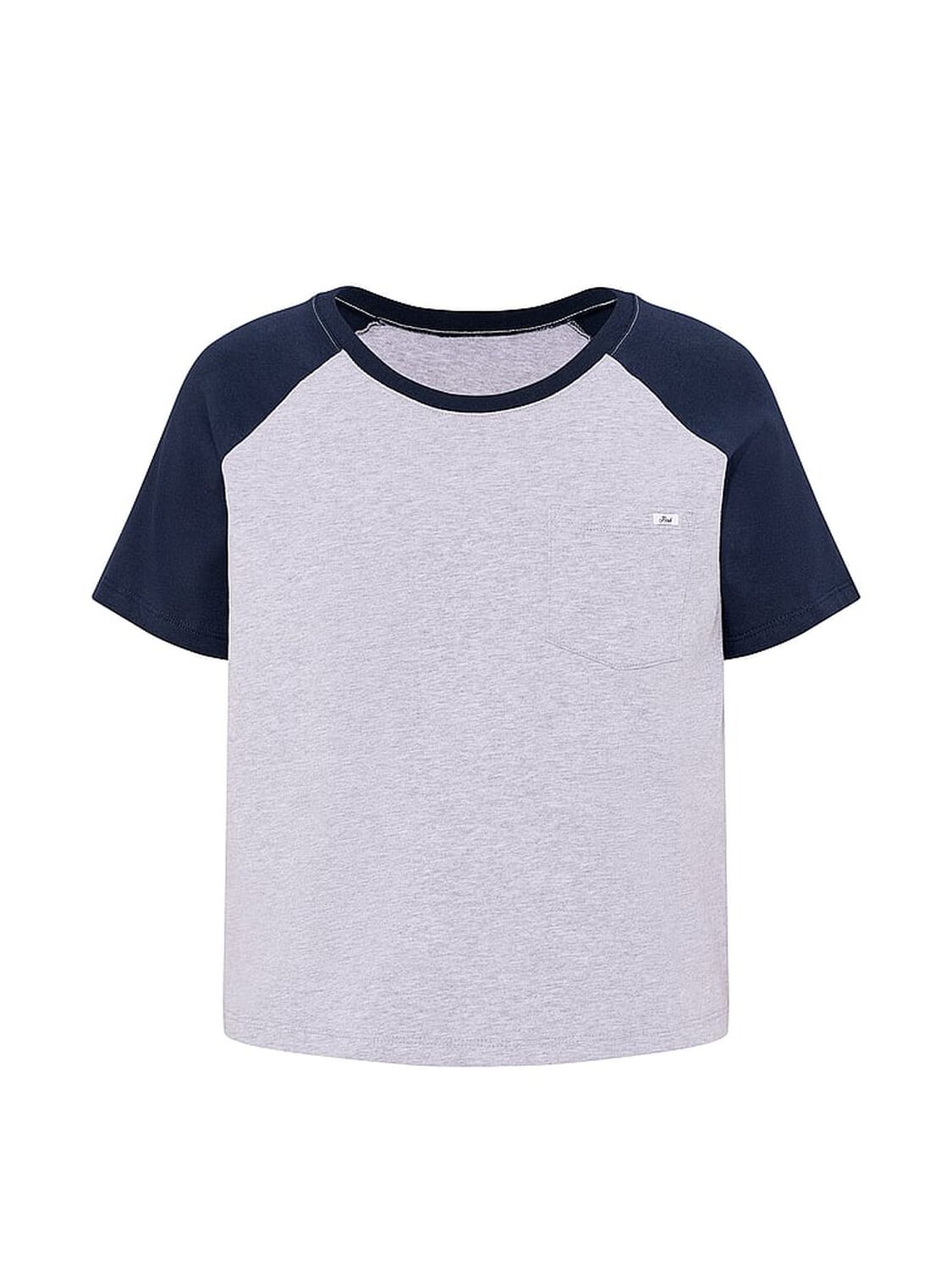 vs Pink Cotton Raglan Sleep Tee Medium Heather Grey & Noir Navy 3 of 3 