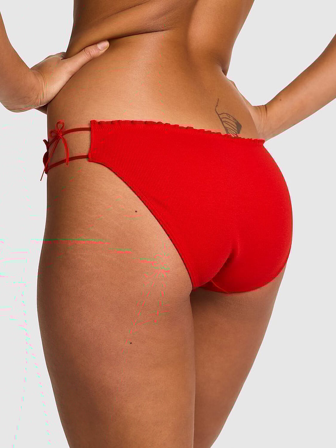 vs Pink Cotton Bikini Panty Bright Vermillion Side Tie 1 of 2 