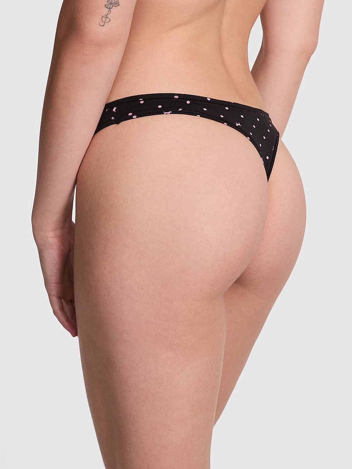 vs Pink Cotton High-Leg Thong Panty Black Dot Dog Print 2 of 3 