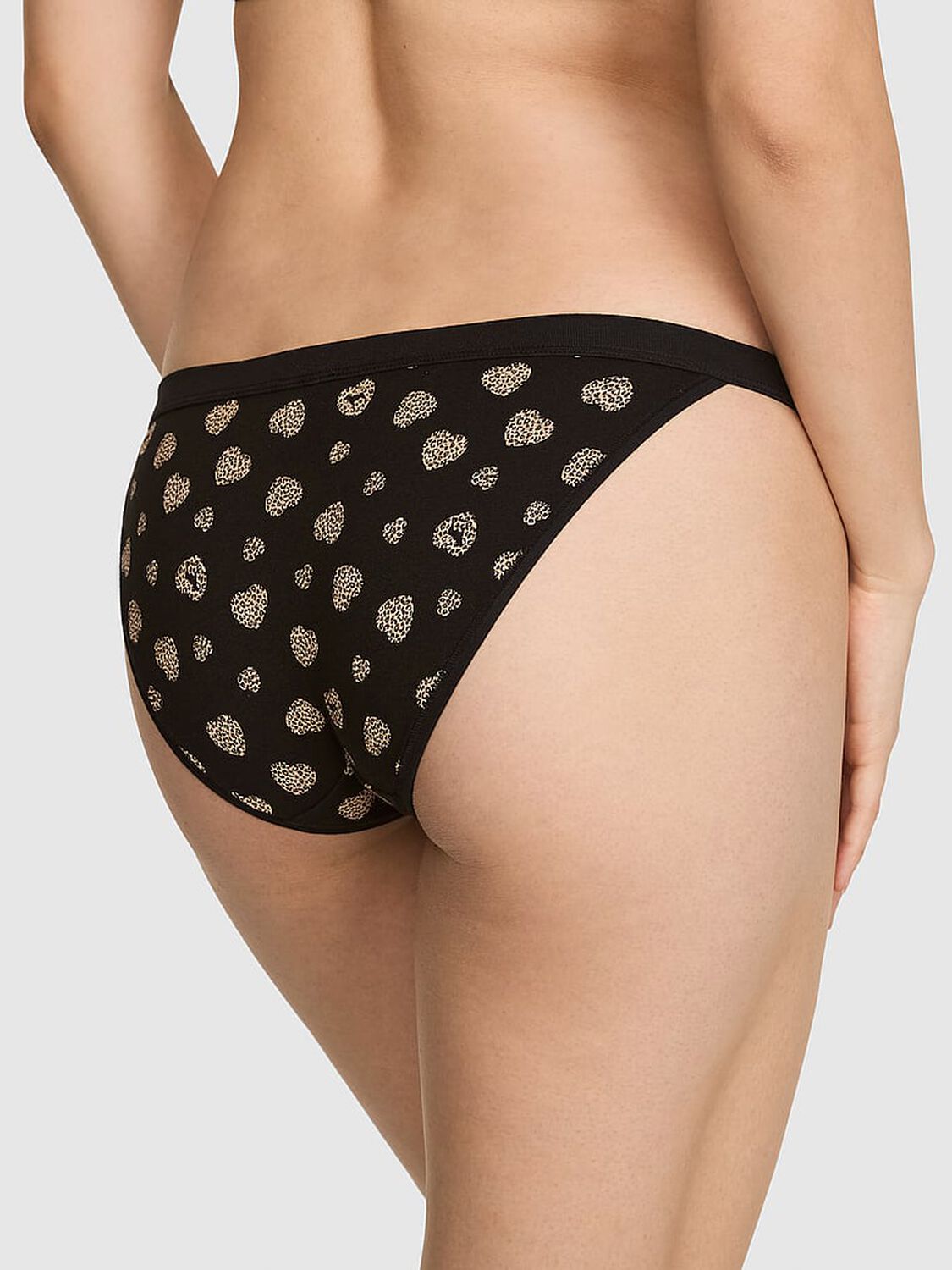 vs Pink Cotton String Bikini Panty Black Leo Heart 2 of 3 