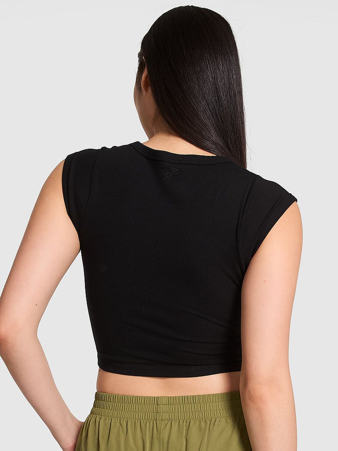 vs Pink All-Day Soft Ribbed Lace-Up Top Pure Black 2 of 3 