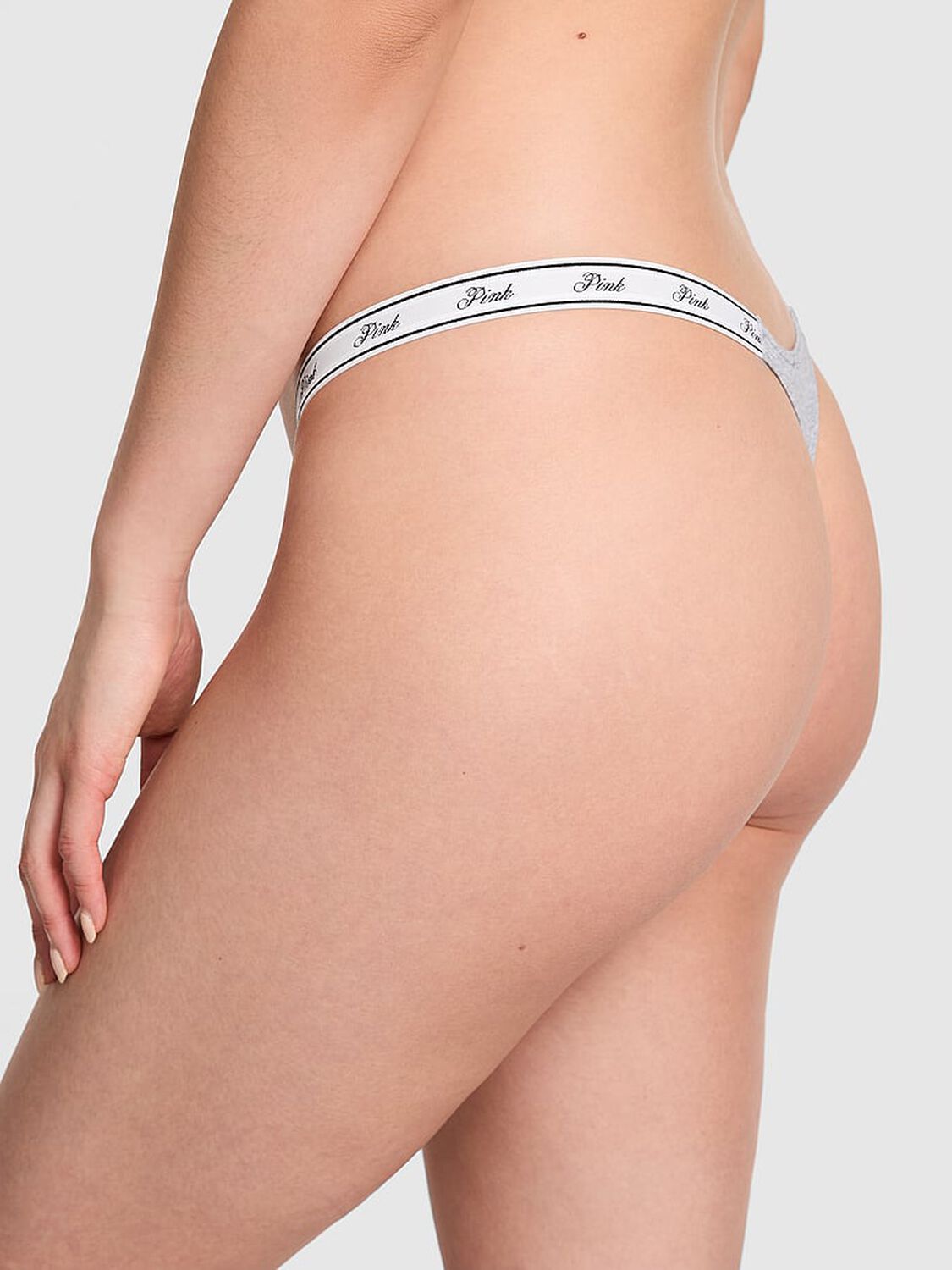vs Pink Logo Cotton High-Leg Micro Thong Panty 2 of 3 