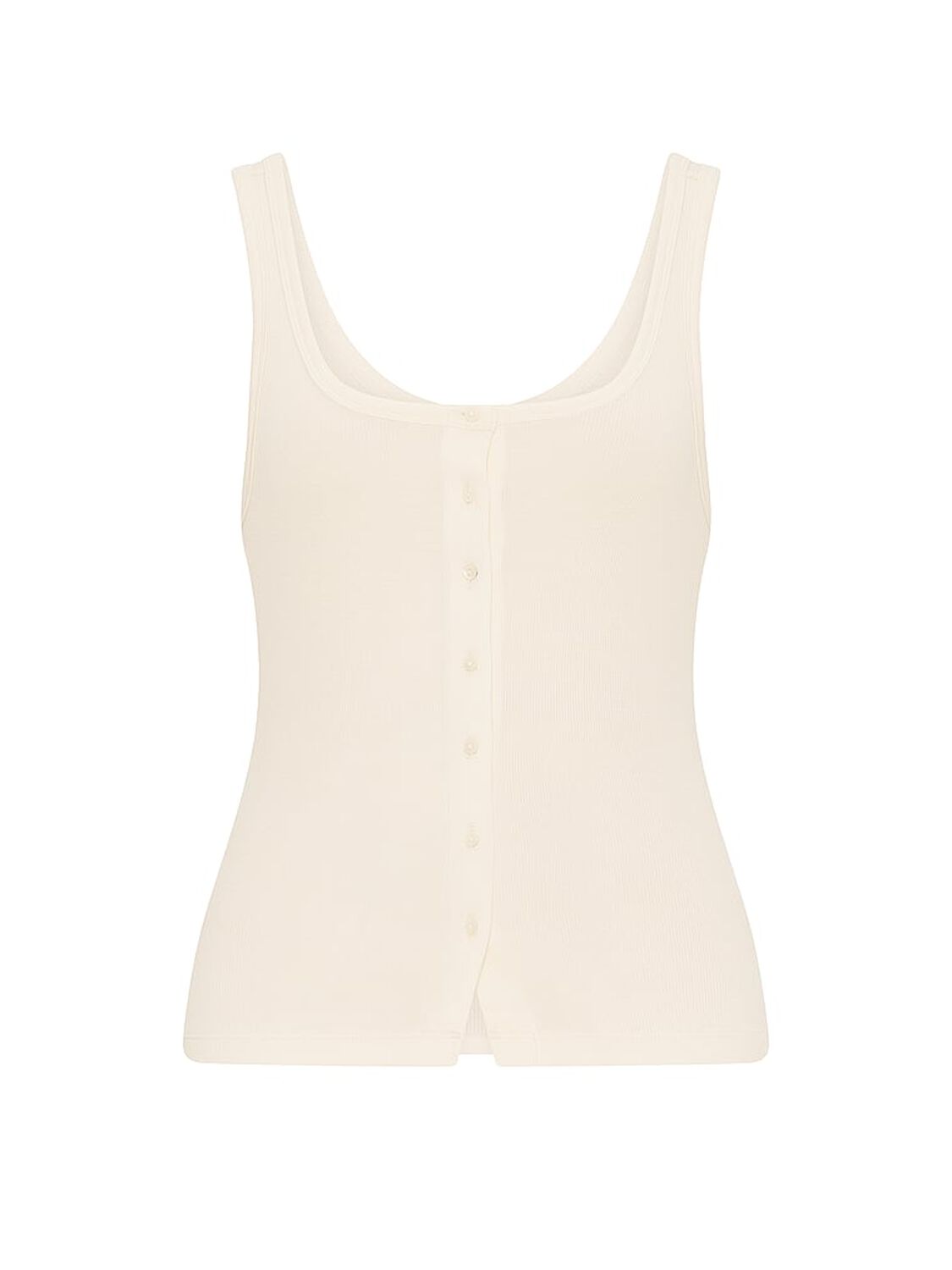 vs Pink Relaxed Rib Button-Down Tank Top Winter White 3 of 3 