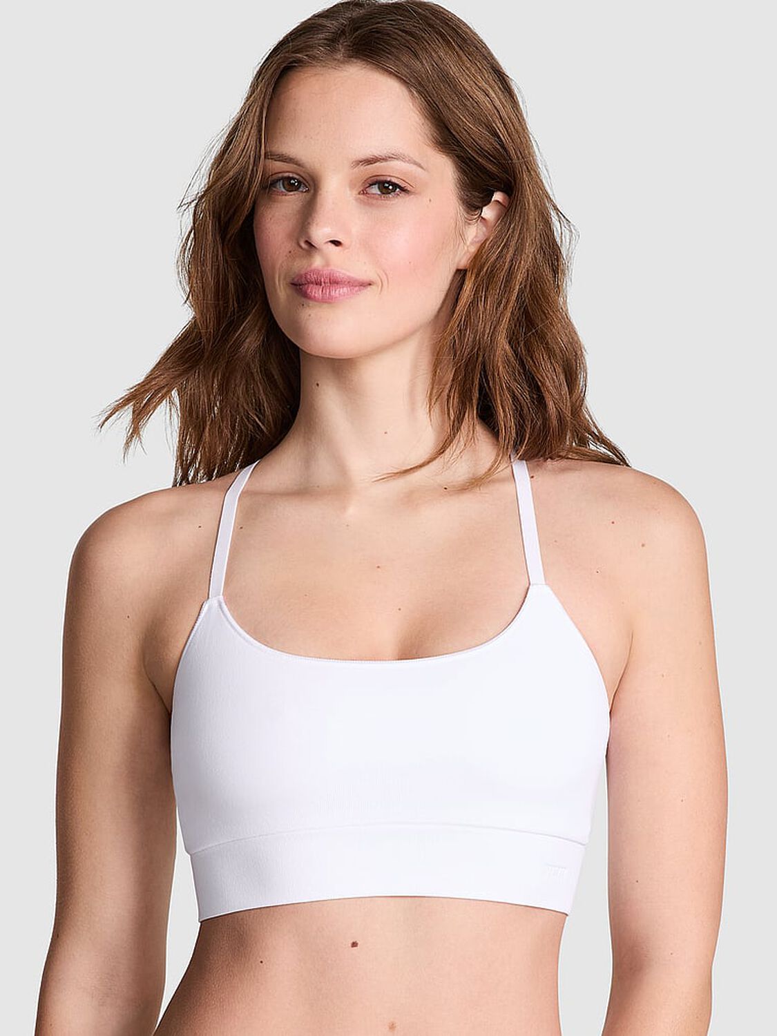 vs Pink Seamless Scoop Racerback Sports Bra Vs White 1 of 3 