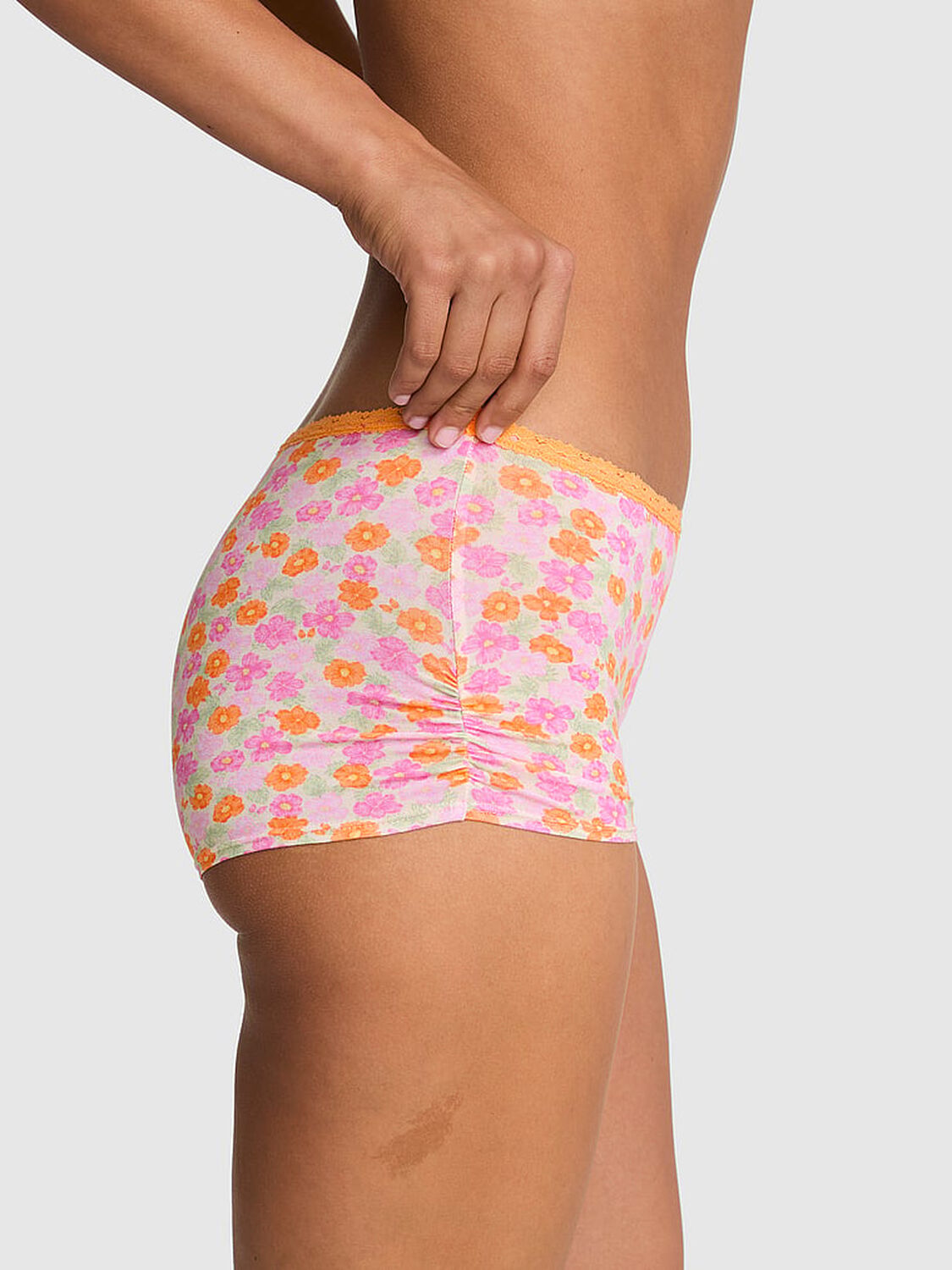 vs Pink Cotton Dorm Boyshort Panty Vitamin C Floral Print 2 of 3 