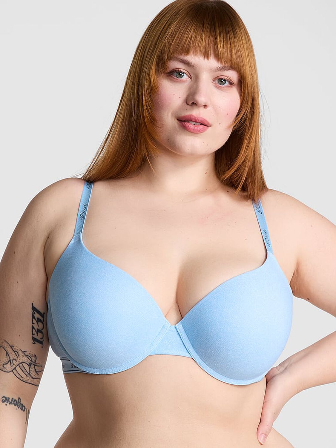 vs Pink Wear Everywhere Wear Everywhere Push-Up Bra Light Denim 1 of 3 