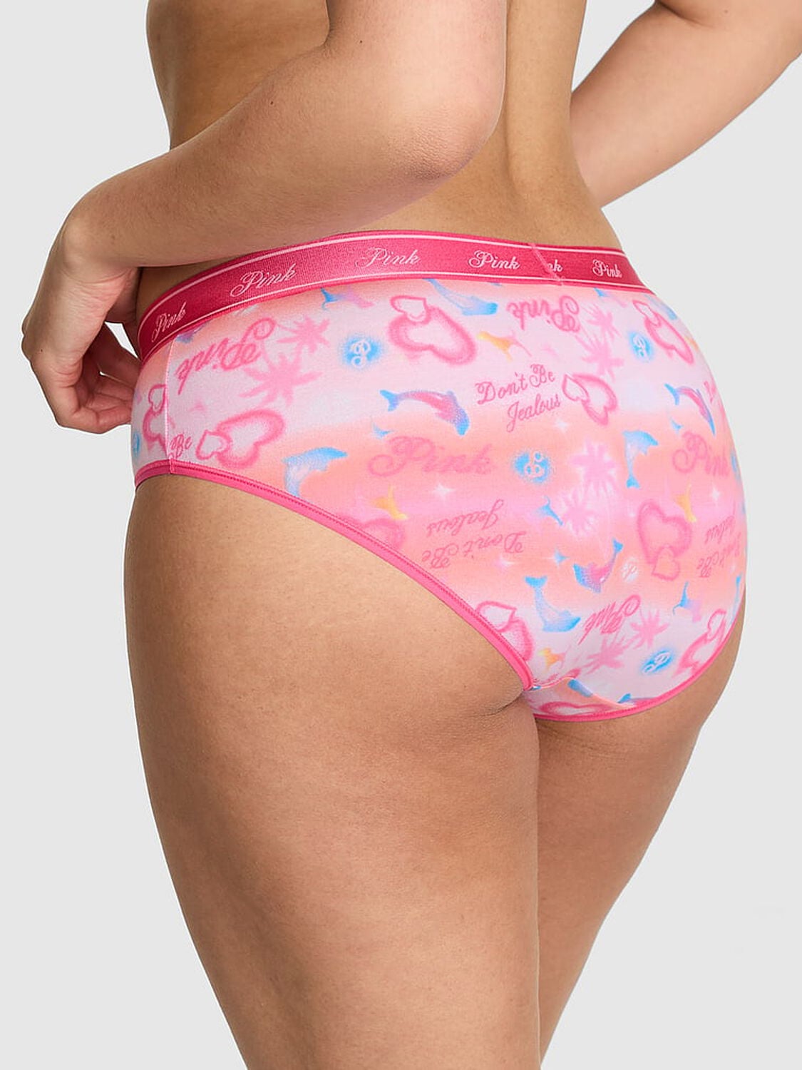 vs Pink Logo Cotton Hiphugger Panty Love Me Pink Airbrush Print 2 of 3 