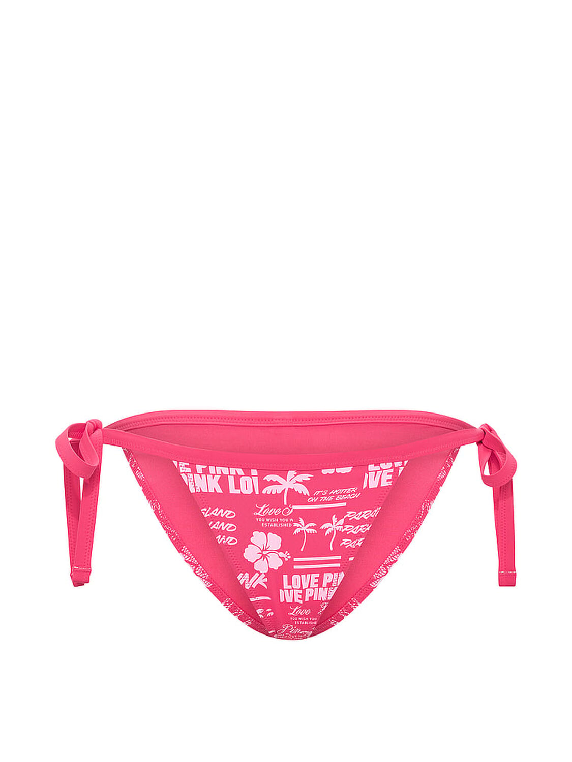 vs Pink Low-Rise Side-Tie Cheeky Bikini Bottom Logo Palm Patchwork 3 of 3 