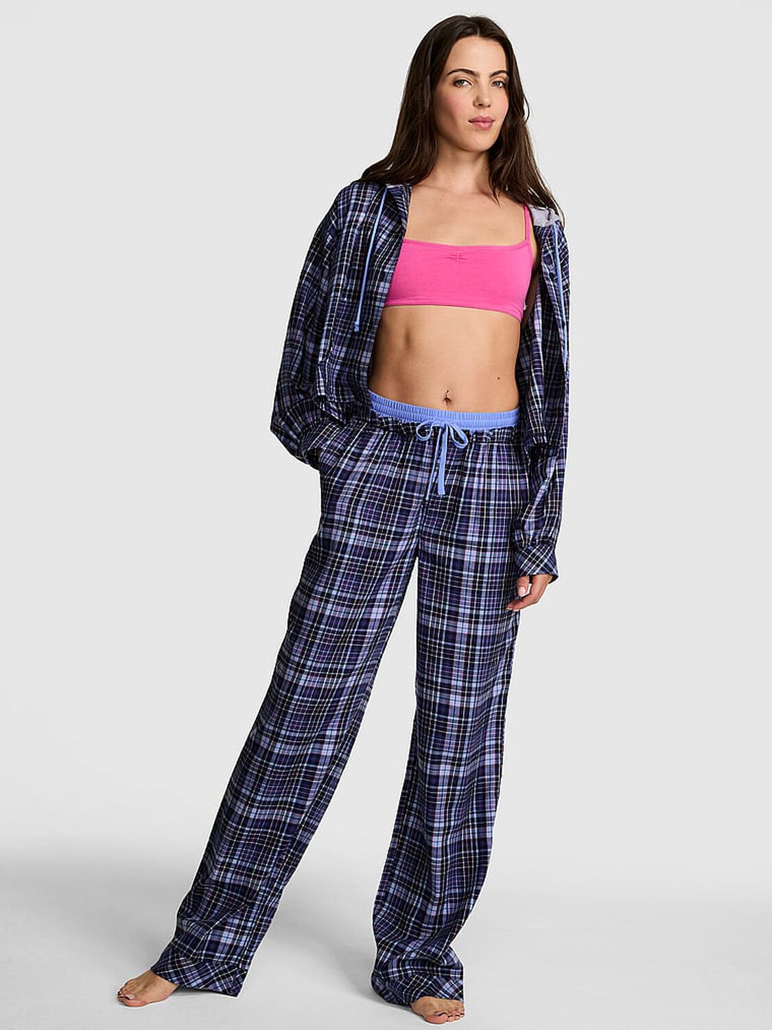 vs Pink Boyfriend Flannel Sleep Pants Nior Navy Plaid 1 of 3 