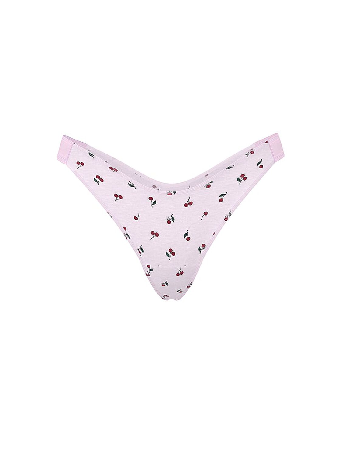 vs Pink Logo Cotton Shine High-Leg Thong Panty Pink Tulip Cherry Print 3 of 3 