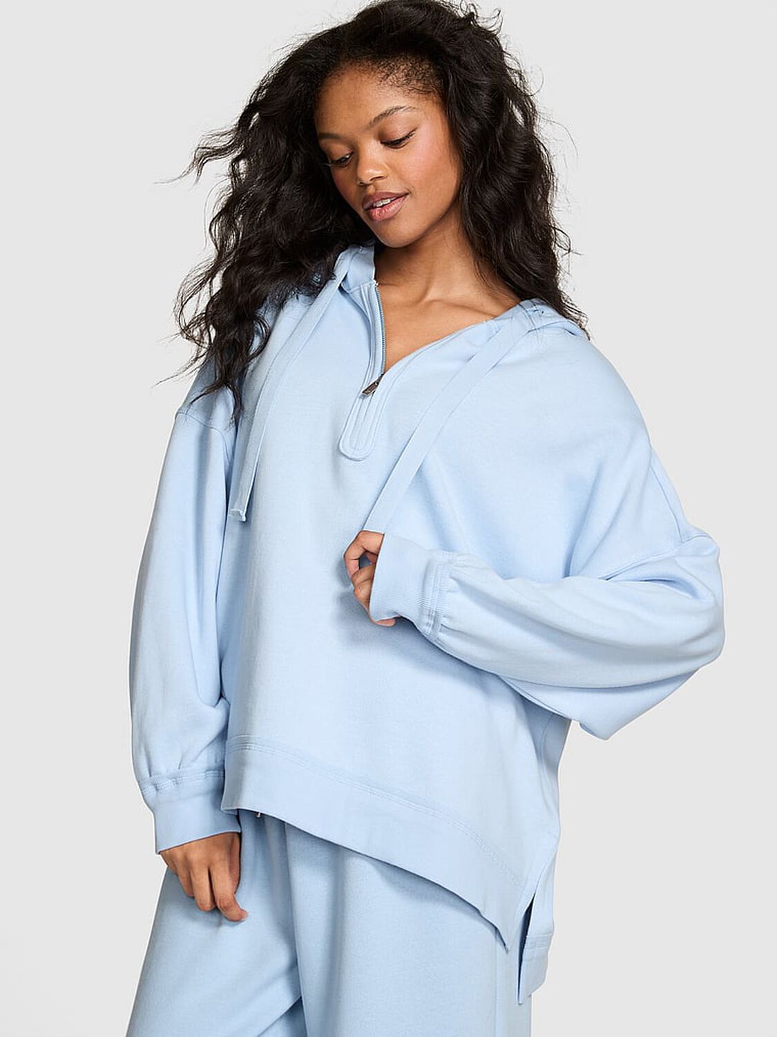 vs Pink Ivy Fleece Tunic Hoodie Icy Blue 1 of 3 